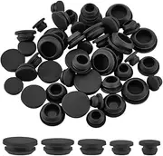 GORGECRAFT 50Pcs 5 Sizes Rubber Hole Plug Black Silicone Snap in Type Locking Furniture Hole Stopper Tapered Round Waterproof Button Tube End Cover Inserts Fit for Bathtub Bottle 0.2-0.4 Inch Hole