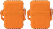 2PCS Torch Lighter Case IP56 Waterproof Safe Portable Torch Lighter Cover for Outdoor Camping Travel (Orange)
