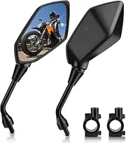 MICTUNING Universal Hawk-Eye Motorcycle Convex Rear View Mirror - with 10mm Bolt 7/8 Handle Bar Mount Clamp for Cruiser Suzuki Honda Victory and More