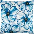 Tapestry Pillow Cover DIY kit "Blue flowers" Needlepoint kit Printed canvas