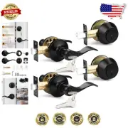 Reversible Black Lever Lockset and Deadbolt Set for Secure, Stylish Entrances