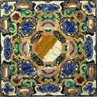 Dining Table Top with Marquetry Art Unique Square Shape Marble Restaurant Table