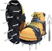Grass Lawn Aerator Shoes, Aerator Shoes for Lawn with Stainless Steel Shovel, Free-Installation Lawn Aerator Tool Suitable for Lawn, Yard, and Garden - Black