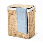 Seville Classics Laundry Hamper Wicker Brown Collapsible Lid Canvas Bag Portable