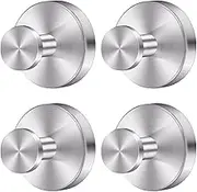 Fasbeu Silver Suction Cup Hooks for Shower Waterproof - Set of 4, No Drill Stainless Steel Towel Hooks for Bathroom Wall, Kitchen, Glass, Mirror, Tile - Ideal for Hanging Towels, Robes, and Loofahs