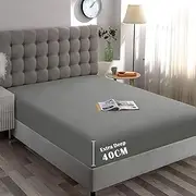 ForZzz 2000TC Fitted Sheet King Single Size -Premium Microfiber Fitted Bottom Sheet only- Ultra-Soft Wrinkle Free -Fitted Bedding Sheet Fits Mattress Deep Pocket up to 40 cm for Home&Hotel (Gray)