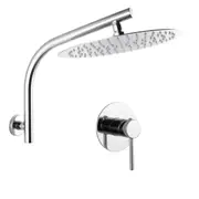 Chrome Bath Round 12'' Ultrathin Stainless Steel Rainfall Shower Head Rose Set Gooseneck Wall Arm Mixer Tap WELS WATERMARK
