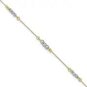 [JewelryWeb] 3mm 14k Solid Gold Two tone Mirror Beaded Bracelet 18 Centimeters Link-Bracelet for Women