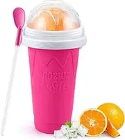 SunBlue Slushie Maker Cup, Quick Smoothies Cup with 2 in 1 Straw Spoon Cooling Cup Dual Layer Squeezing Cup Slushy Maker Homemade (Magenta)