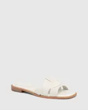 Docker White Embossed Leather Slide