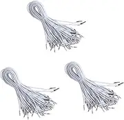 HOMSFOU 300 Pcs Elastic Barbed Cords with Metal Ends for Mask Making and Book Binding Durable Stretch String for DIY Craft Projects White Elastic Ropes for Hanging Badges and Home