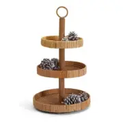 Two's Company 3 Tiered Hand-Crafted Rattan Centerpiece