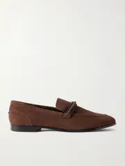 [Brunello Cucinelli] Brunello Cucinelli - Bead-embellished Suede Loafers - Burgundy - IT40 IT 40 Burgundy