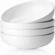 Large Pasta Bowls, 47 oz Deep Salad Bowls, Ceramic Serving Bowls, Soup Bowls, 8.5" Plates and Bowls Set of 4, for Salad, Fruit, Meal Prep, White