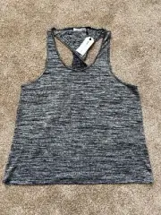 NWT Rag & Bone Twist Back Racerback Tank Top Large Black Space Dye