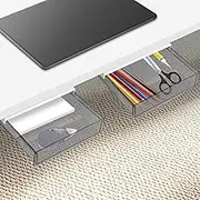 Fxvhojq 2Pcs Plastic Under Desk Drawer Hidden Under Table Storage Drawer Slide Rail Snap Desk Storage Box Easy to Acces for Home Office