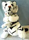 Set of 2 NEW 15" White Striped Tiger & 6" Baby Cub Pair Collectible Plush Gift