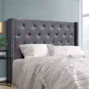 Queen Size Bed Head Faux Linen Fabric Headboard Padded With High Density Foam