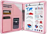 GraduationMall Writing Case A4 Zip Clipboard Business Folder Conference Folder Document Folder Leather Portfolio Padfolio Pink