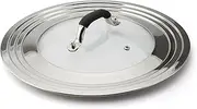 WishDirect Universal Lid for Pots and Pans - One Size Fits All 21-31cm Pots Frying Pans Skillets Woks, Replacement Pot Lid with Heavy Duty Heat Resistant Silicone Knob (Black, Arc Handle)