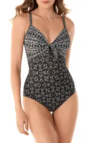 Miraclesuit Black/White Incan Treasure Pin-Up Women Swimsuit Size 8 L56519