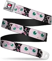 [Buckle-Down] Seatbelt Belt - Jigglypuff 2-Poses/Sparkle Swirls Black/Pink/Grays - 1.0" Wide - 20-36 Inches in Length