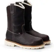 [Thorogood] American Heritage 11” Steel Toe Wellington Boots for Men - Premium Full-Grain Leather with Slip-Resistant Wedge Outsole and Comfort Insole; EH Rated, Briar Pitstop, 9.5