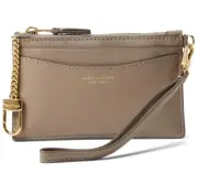 Marc Jacobs The Top Zip Wristlet Wallet Leather Cement Gold $120
