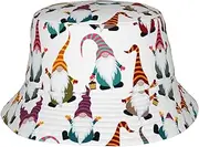 [SAAKE] Xmas Funny Gnomes Print Unisex Bucket Hat Twill Fabric Sun Protection Stylish for All Seasons Bucket Hats Black, Black, One Size