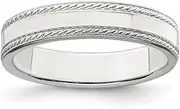 [JewelryWeb] 925 Sterling Silver Solid Polished Engravable 4mm Design Edge Band Ring Jewelry Gifts for Women - Ring Size Options Range: H to X