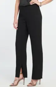 NWT NIC+Zoe Drama Split Hem Trouser Pants Black Size 4