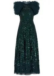 Needle & Thread Rose Sequin-embellished Tulle Gown - Dark Green - 16 (UK16 / XL) 16 (UK16 / XL)