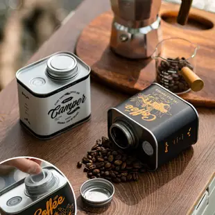 質感田園風咖啡豆密封罐 戶外便攜排氣馬口鐵盒儲存罐 (8.3折)