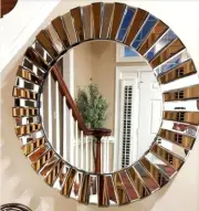 Gold & Silver Alternating Mirrored Glass Round Wall Mirror Room Appear Spacious