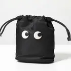 ANYA HINDMARCH Drawstring Bag POUCH EYES Women's Nylon Pouch Bag BLACK