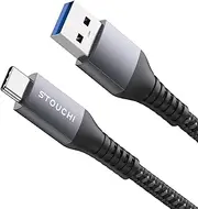Stouchi USB to USB C Cable 1M 10Gbps Android Auto USB 3.1 Gen 2 USB C Data Transfer Type C Cord 3.1A Fast Charging CarPlay Cable for iPhone 16 iPhone 15 Samsung Galaxy S24 S23 S22 SSD Powerbank Grey