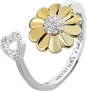 [Healeved] Fashionable Sunflower Ring Women's Adjustable Open Band Stacking Ring for Occasions