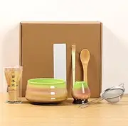7 Pieces Matcha Whisk and Bowl Set, Exquisite Ceremonial Matcha Kit, Matcha Sieve, Comes with Ceramic Matcha Bowl and Matcha Spoon for Culture Lovers (Style E, 7 Pieces)