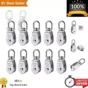 Stainless Steel Wire Rope Crane Pulley Block - M15 Lifting Swivel Hook - 10 Pcs