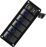 ULTECHNOVO 6 Gang Automotive Switch Panel Marine Panel Usb Charging 12-24v Voltage Display for Car