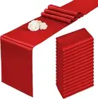 15 Pack Red Table Runner 12 X 108 Inch Long Table Runner for Party, Smooth Satin