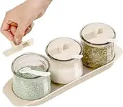 Glass Seasoning Jars with Lids,Seasoning Bottles Glass Jars with Lid - Versatile Safe Sugar Salt Storage Solution for Baking Cooking Organization