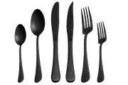 24 Piece Matte Black Flatware Set.Stainless Steel Matte Black Silverware Set ...