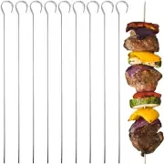 Flat Metal Kabob Skewers for Grilling - 10" BBQ Skewers Stainless Steel with ...