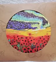 Aurora Borealis & Poppies Embroidery Kit with 6" Hoop