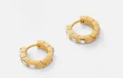 BNWT Oroton Everly Multi Stone Huggie Earrings-Gold Colour