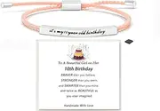 [LIU JUN] 10 Year Old Girl Birthday Gifts Motivational Tube Bracelet, Age 6/8 Adjustable Hand Braided Wrap Stainless Steel To My Daughter/Granddaughter Inspirational Gifts Teen Girls Jewelry