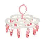 NEW 16 Clips Folding Clothes Hanger Sock Dryer Socks Underwear Drying Rack(Pink)