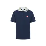 [Casablanca] Casablanca-Navy Blue Organic Cotton Classic Laurel Polo-Uomo S STAND