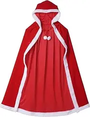 CENZICOM Christmas Velvet Hooded Cape, Halloween Costumes Cloak Santa Xmas Velvet Hooded Cape Robe